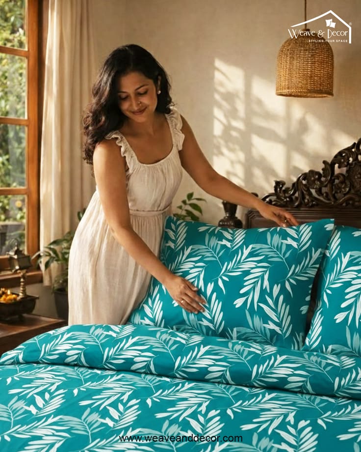 Teal Botanical Bedsheet