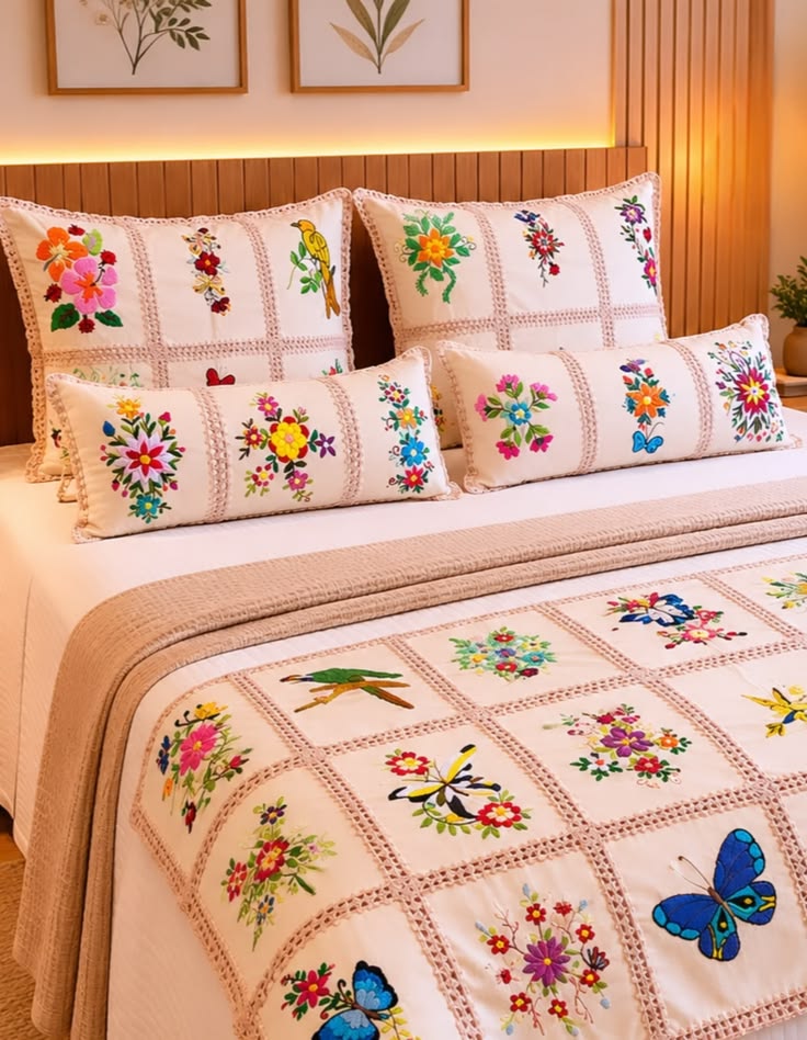 Tatreezbd /Cross stitched pure cotton bedcover