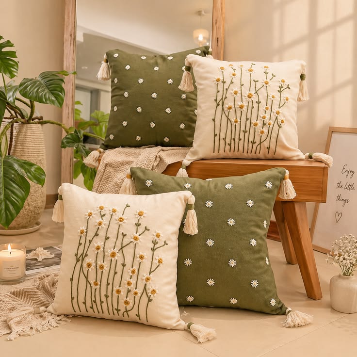 Soft Green Cushion Aesthetic