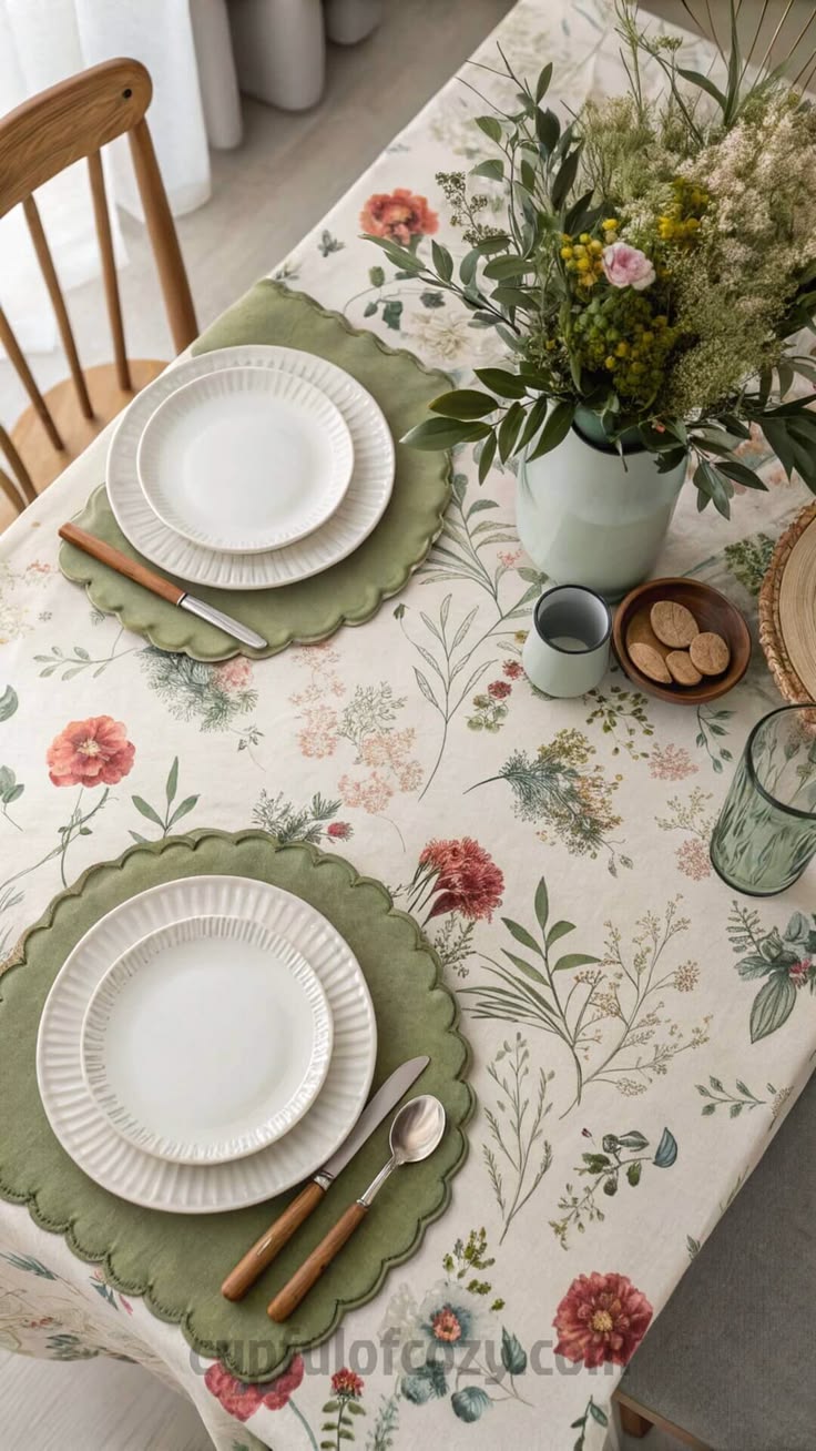 10 Vintage Table Settings with Floral Tablecloths
