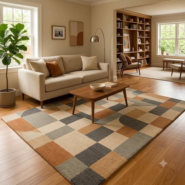 Hand Tufted Mid Century Modern Wool Rug